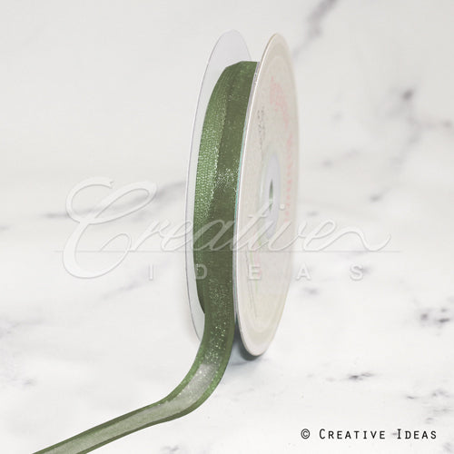 3/8" Organza With Satin Edge Ribbon - 25 Yards (Moss Green)