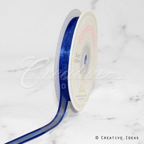 3/8" Organza With Satin Edge Ribbon - 25 Yards (Navy Blue)