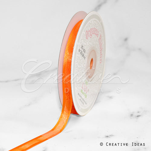 3/8" Organza With Satin Edge Ribbon - 25 Yards (Orange)