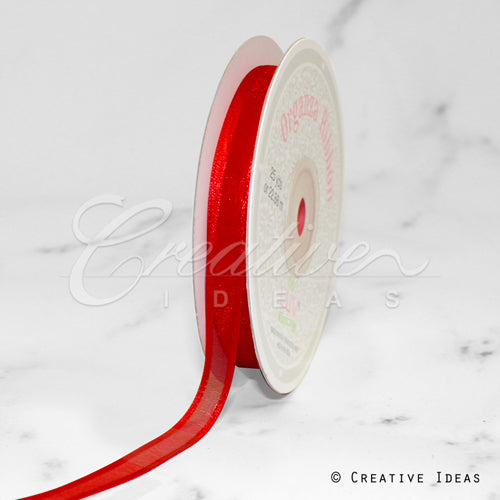 3/8" Organza With Satin Edge Ribbon - 25 Yards (Red)