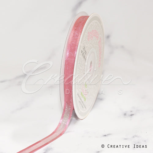 3/8" Organza With Satin Edge Ribbon - 25 Yards (Rose Gold)