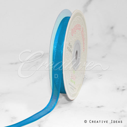 3/8" Organza With Satin Edge Ribbon - 25 Yards (Turquoise)