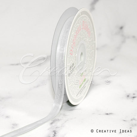 3/8" Organza With Satin Edge Ribbon - 25 Yards (White)