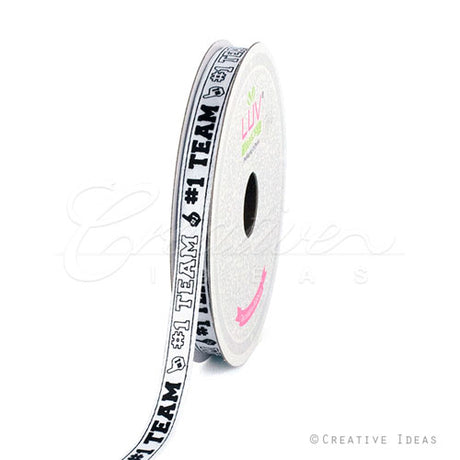3/8" Satin #1 Team Ribbon-10 Yds (White)