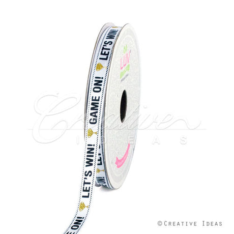 3/8" Satin "Let's Win" & Glitter Trophy-10 Yds (White)