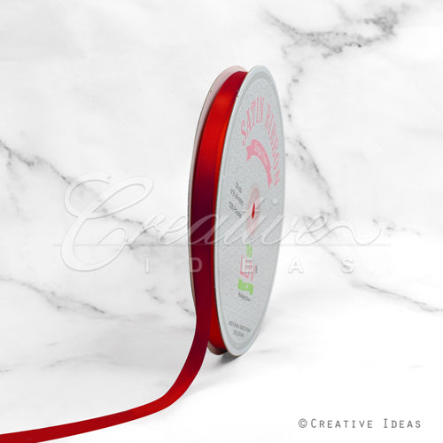 3/8" Single Face Satin-100 Yds (Vibrant Red)
