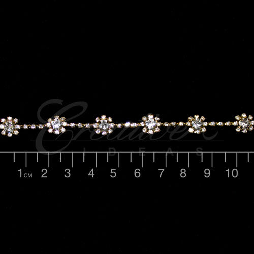 3/8" Small Bubble Rhinestone Chain-3 Yds (Gold)