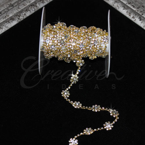 3/8" Small Bubble Rhinestone Chain-3 Yds (Gold)