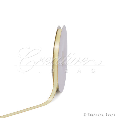 3/8" Satin With Gold Edge Ribbon- 50 Yards (Baby Maize)