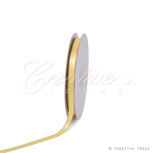 3/8" Satin With Gold Edge Ribbon- 50 Yards (Canary)