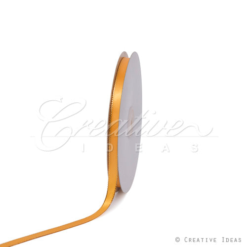 3/8" Satin With Gold Edge Ribbon- 50 Yards (Light Gold)