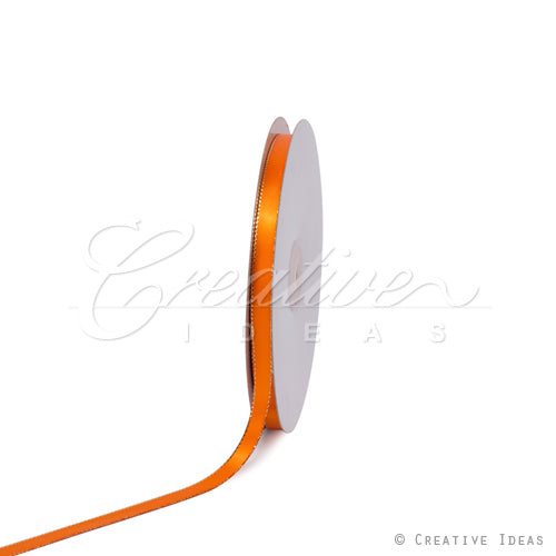3/8" Satin With Gold Edge Ribbon- 50 Yards (Orange)