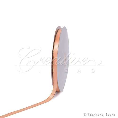 3/8" Satin With Gold Edge Ribbon- 50 Yards (Peach)