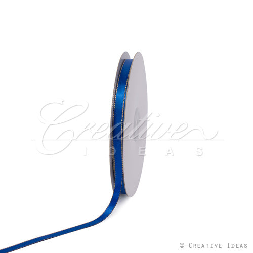 3/8" Satin With Gold Edge Ribbon- 50 Yards (Royal Blue)