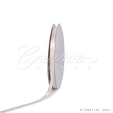 3/8" Satin With Silver Edge Ribbon - 50 Yards (Ivory)