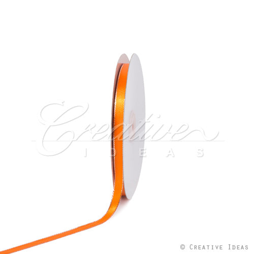 3/8" Satin With Silver Edge Ribbon - 50 Yards (Orange)