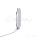 3/8" Satin With Silver Edge Ribbon - 50 Yards (White)