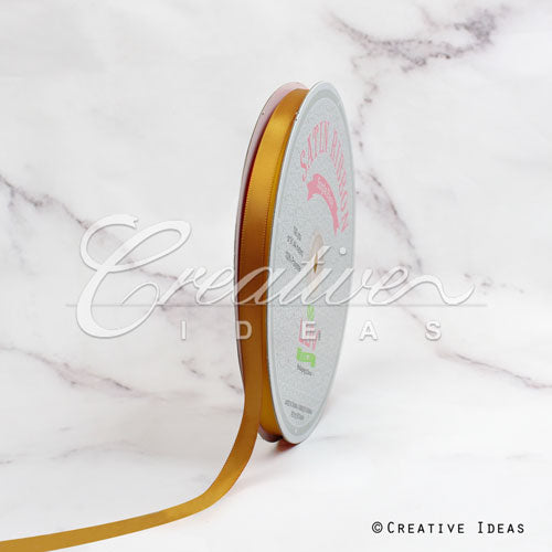 3/8" Single Face Satin Ribbon - 100 Yards (Antique Gold)