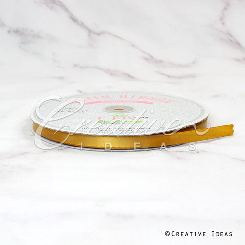 3/8" Single Face Satin Ribbon - 100 Yards (Antique Gold)