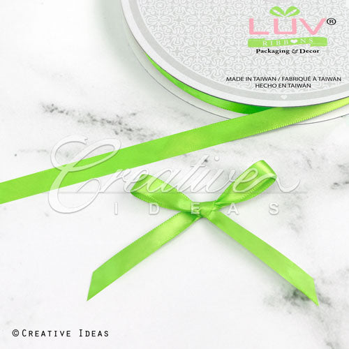 3/8" Single Face Satin Ribbon - 100 Yards (Apple Green)