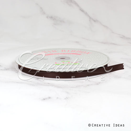 3/8" Single Face Satin Ribbon - 100 Yards (Brown)