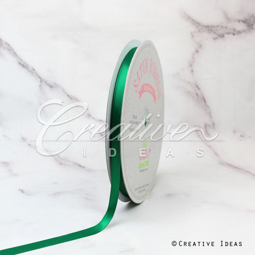 3/8" Single Face Satin Ribbon - 100 Yards (Emerald Green)