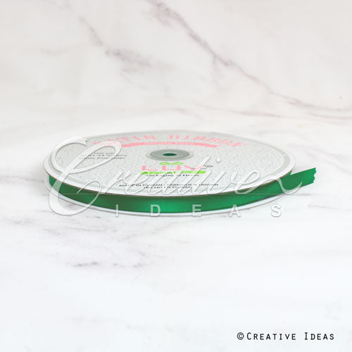 3/8" Single Face Satin Ribbon - 100 Yards (Emerald Green)