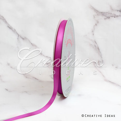 3/8" Single Face Satin Ribbon - 100 Yards (Fuchsia)