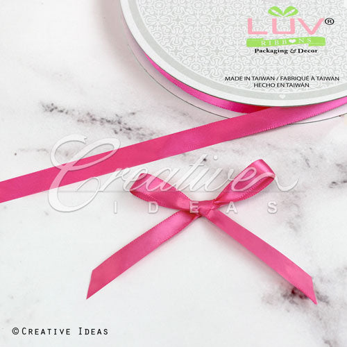 3/8" Single Face Satin Ribbon - 100 Yards (Hot Pink)