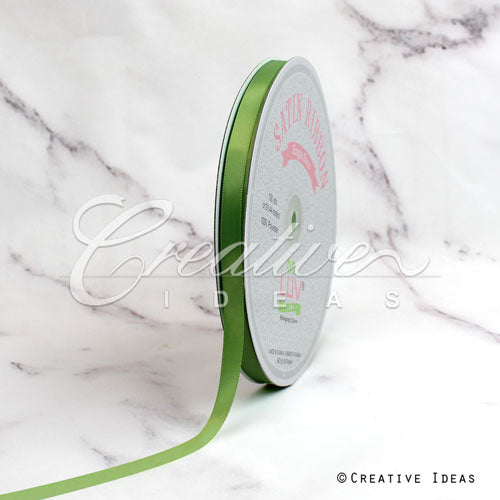 3/8" Single Face Satin Ribbon - 100 Yards (Moss Green)