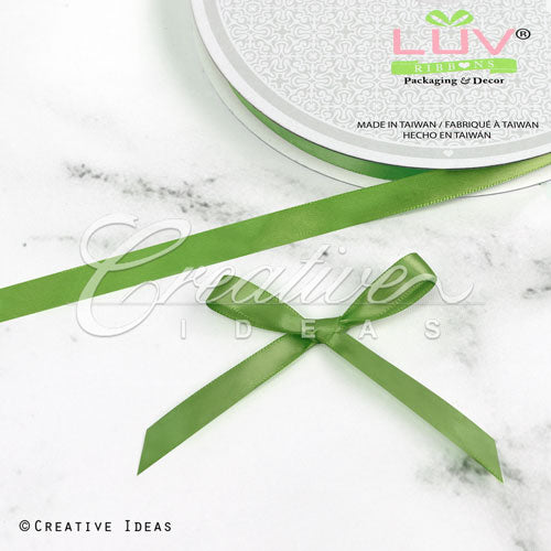 3/8" Single Face Satin Ribbon - 100 Yards (Moss Green)