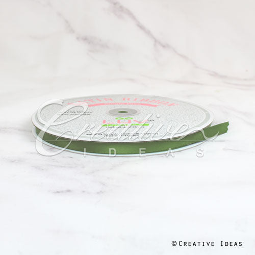 3/8" Single Face Satin Ribbon - 100 Yards (Moss Green)