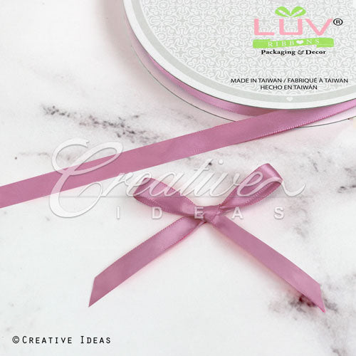 3/8" Single Face Satin Ribbon - 100 Yards (Rosy Mauve)