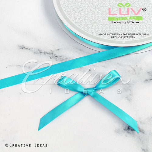 3/8" Single Face Satin Ribbon - 100 Yards (Tropic Blue)