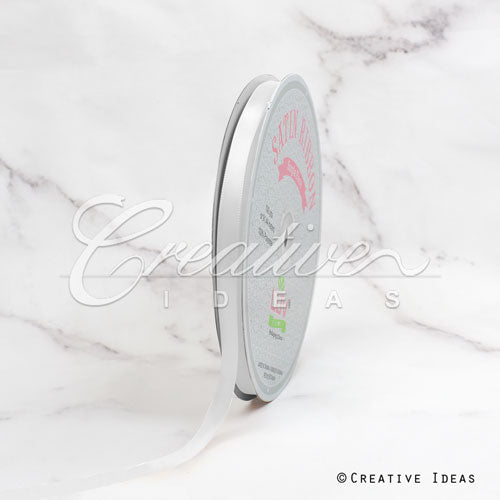 3/8" Single Face Satin Ribbon - 100 Yards (White)