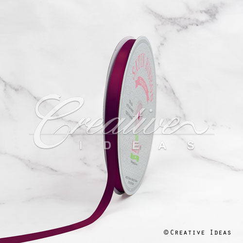3/8" Single Face Satin Ribbon - 100 Yards (Wine)
