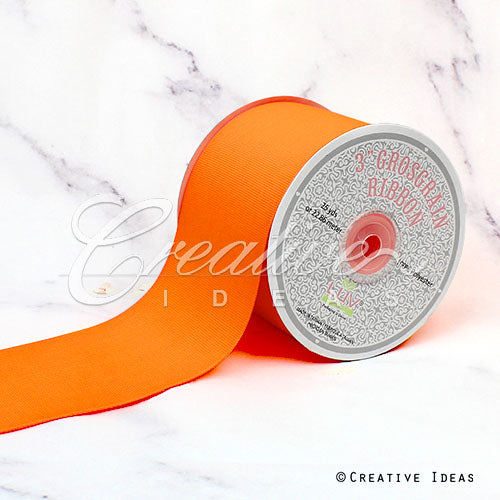 3" Grosgrain Ribbon - 25 Yards (Neon Orange)