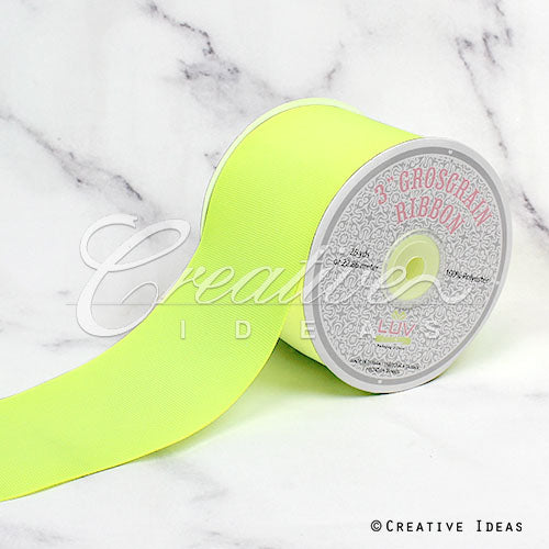 3" Grosgrain Ribbon - 25 Yards (Neon Yellow)