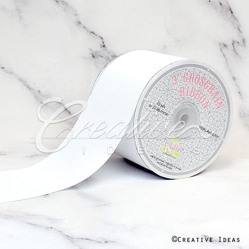 3" Grosgrain Ribbon - 25 Yards (White)
