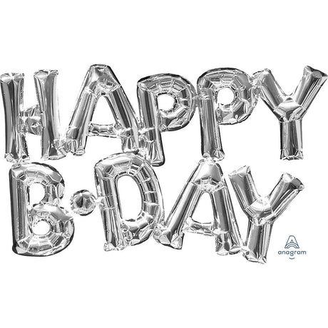 Foil Balloon Happy B-Day Silver