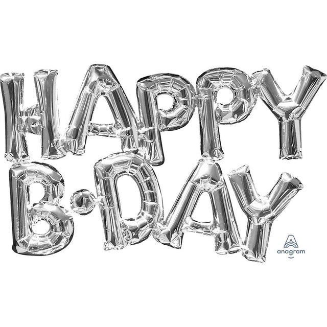 Foil Balloon Happy B-Day Silver