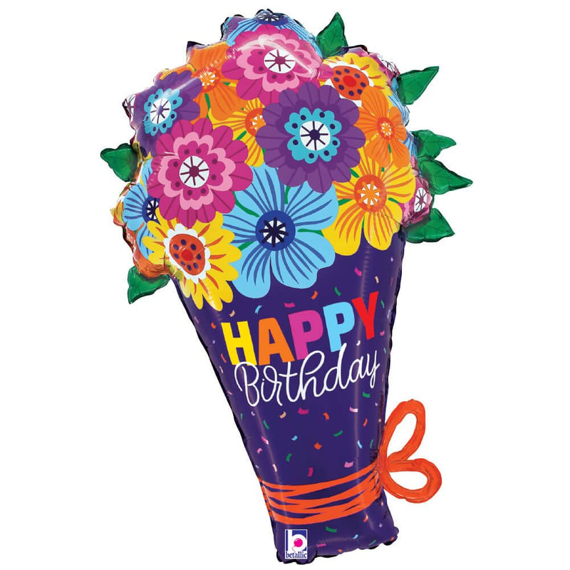 Birthday Foil Balloon Bold Blooms Bouquet 30 Inch