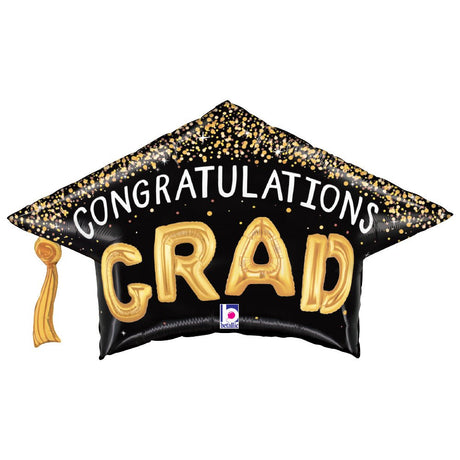 Graduation Foil Balloon 30 Inch Congrats Confetti Grad Hat
