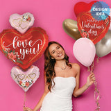 Foil Balloon Floral Love Heart Trio Holographic