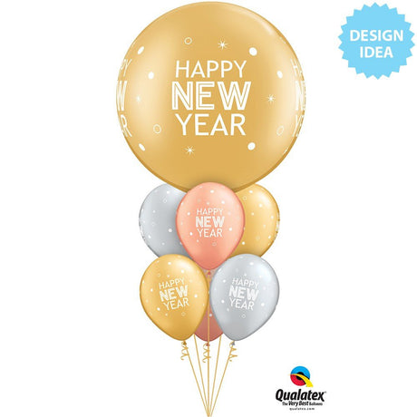 Latex Balloons New Year Sparkles & Dots Rose Gold