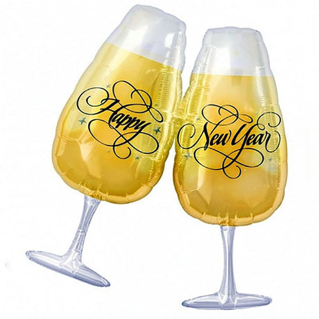 New Year's Foil Balloon Toasting Glasses