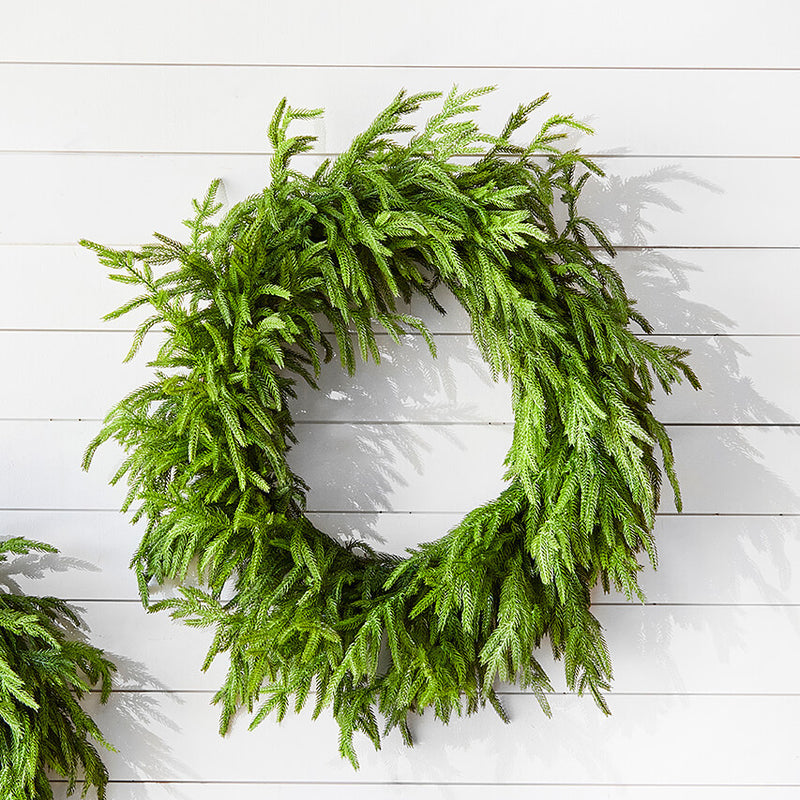 30 Inch Just Cut Real Touch Norfolk Pine Wreath Christmas Holiday Door Wall Decor