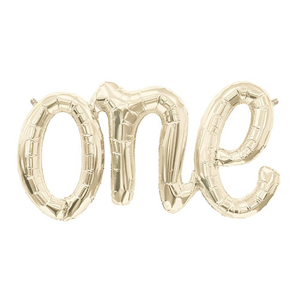 Foil Balloon 30 Inch One Script White Gold