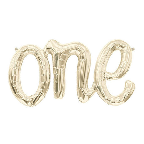 Foil Balloon 30 Inch One Script White Gold