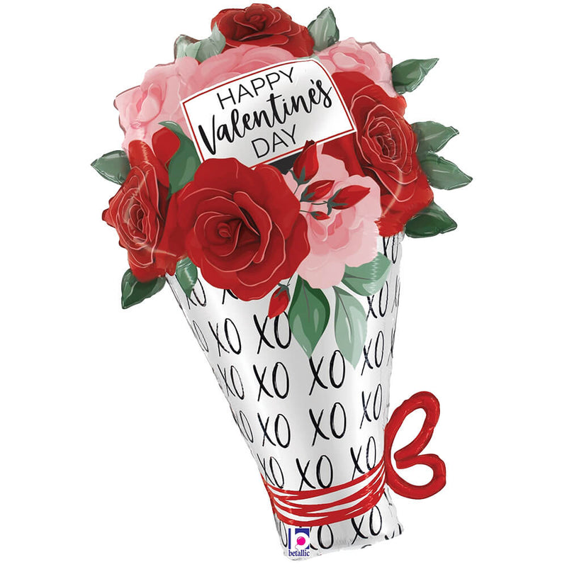 Foil Balloon Satin Valentine Rose Bouquet